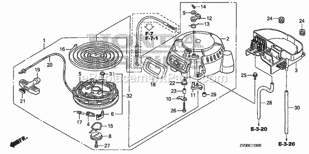 Honda Marine BF20DK2 (Type LHTA)(1500001-9999999) Recoil Starter Diagram