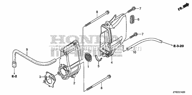 Honda Marine BF20DK3 (Type SHTA)(1600001-9999999) Muffler Cover Diagram