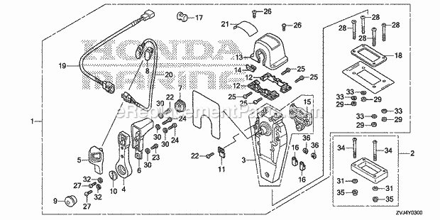 Honda Marine BF225D (Type URA) Remote Control (Top Mount Single Type) (R.) (Mech) Diagram