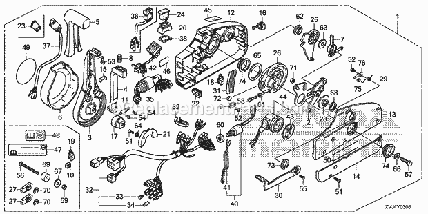 Honda Marine BF225D (Type URA) Remote Control (Mech) Diagram