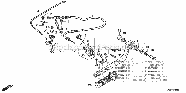 Honda Marine BF2.3DK2 (Type SCHA)(2300001-9999999) Handlebar Diagram
