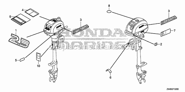 Honda Marine BF2.3DK2 (Type SCHA)(2300001-9999999) Label Diagram