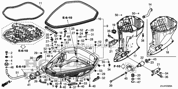 Honda Marine BF250D (Type LDS) Extension Case Diagram