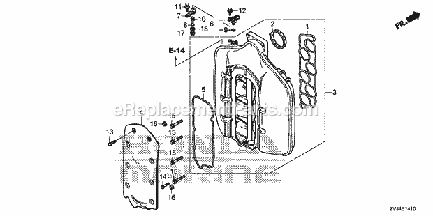 Honda Marine BF250D (Type XCDA)(8000001-9999999) Intake Manifold Diagram