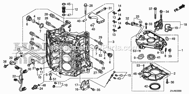 Honda Marine BF250D (Type XDA) Cylinder Block Diagram