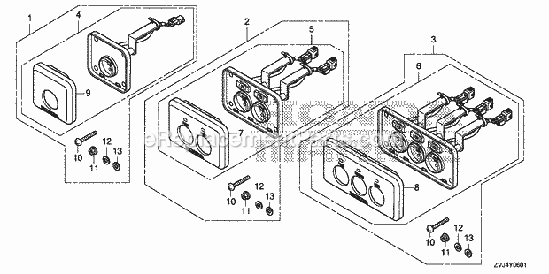 Honda Marine BF250D (Type XDA) Switch Panel Kit (Start Stop) Diagram