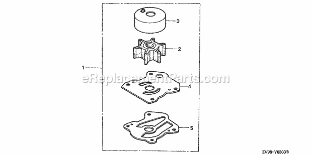 Honda Marine BF25A1 (Type LHSA)(3210001-3219999)(2000001-9999999) Pump Impeller Kit Diagram