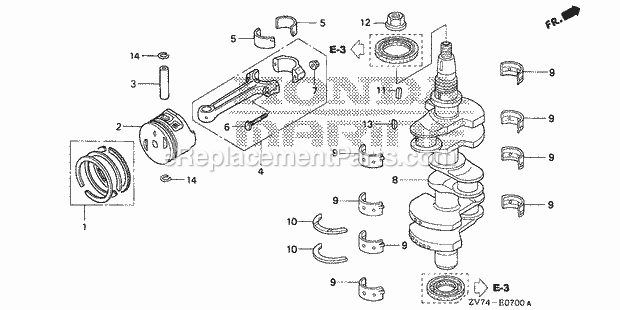 Honda Marine BF25D4 (Type SRGA)(1000001-1099999) Crankshaft Piston Diagram