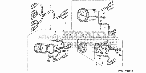 Honda Marine BF25D4 (Type SRTA)(1000001-1099999) Meter Kit (Optional) Diagram