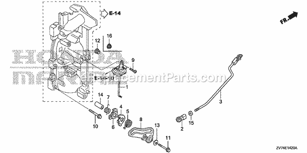 Honda Marine BF25D5 (Type SHA)(1100001-1199999) Throttle Rod Diagram