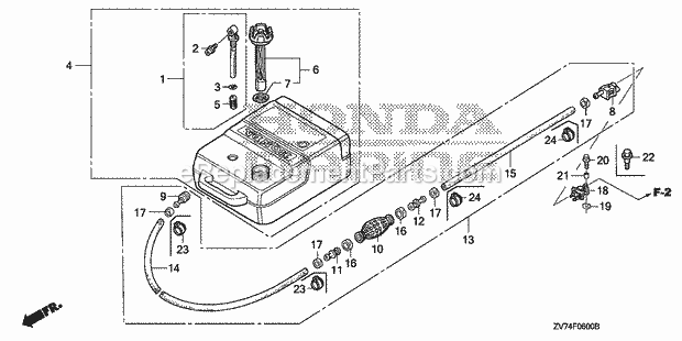 Honda Marine BF25D6 (Type LRTA)(1200001-1299999) Fuel Tank Diagram
