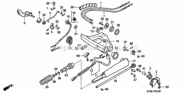 Honda Marine BF30A1 (Type LHA)(3210001-3219999)(2000001-9999999) Handlebar Diagram