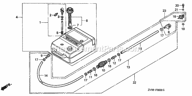 Honda Marine BF30A1 (Type LHA)(3210001-3219999)(2000001-9999999) Fuel Tank Diagram