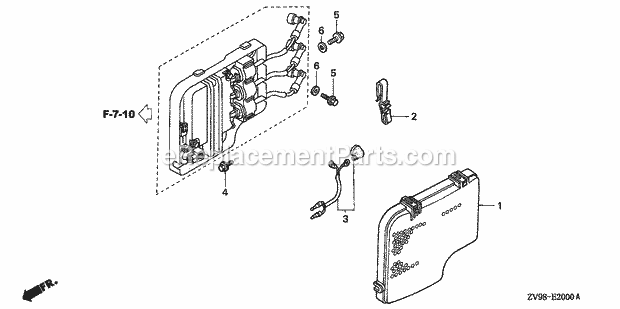 Honda Marine BF30A1 (Type LRSA)(3210001-3219999)(2000001-9999999) C.D.I. Unit Cover Diagram