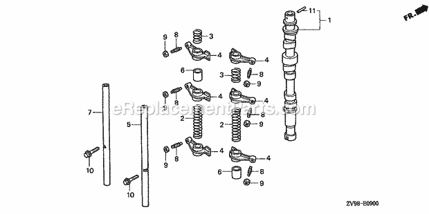 Honda Marine BF30A1 (Type LRSA)(3210001-3219999)(2000001-9999999) Camshaft Diagram