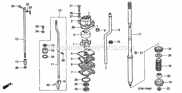 Honda Marine BF30A1 (Type SHA)(3210001-3219999)(2000001-9999999) Water Pump Diagram