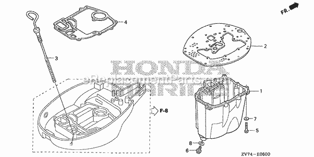 Honda Marine BF30D5 (Type LHTA)(1100001-1199999) Oil Pan Diagram