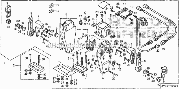 Honda Marine BF30D5 (Type LRGA)(1100001-1199999) Remote Control (Top Mount Dual Type) (L.) Diagram