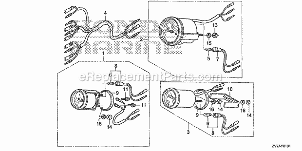 Honda Marine BF30DK2 (Type LRGA)(1400001-9999999) Meter Kit Diagram