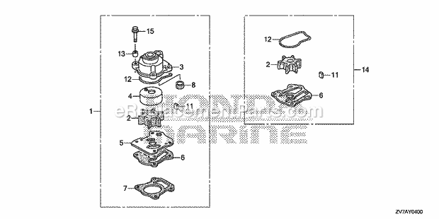 Honda Marine BF30DK2 (Type LRGA)(1400001-9999999) Water Pump Impeller Kit Diagram