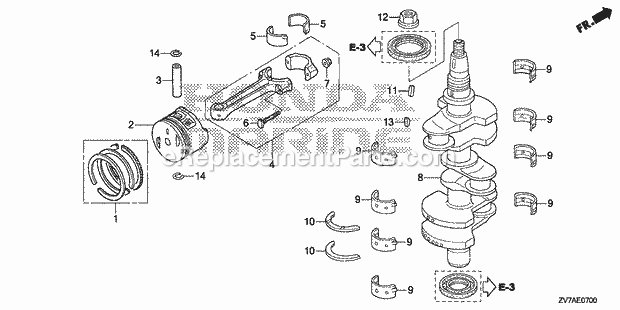 Honda Marine BF30DK3 (Type LRGA)(1500001-9999999) Crankshaft Piston Diagram