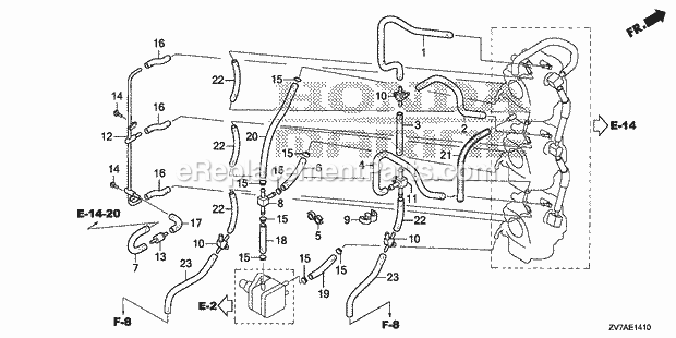 Honda Marine BF30DK3 (Type LRTA)(1500001-9999999) Carburetor Tubing Diagram