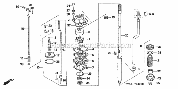 Honda Marine BF40A3 (Type LRTA)(3300001-3399999)(2000001-9999999) Water Pump Diagram