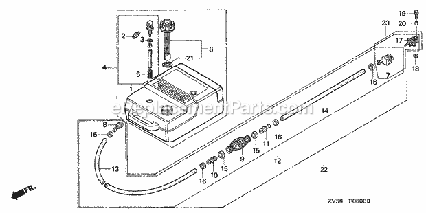 Honda Marine BF40A3 (Type LRTA)(3300001-3399999)(2000001-9999999) Fuel Tank Diagram