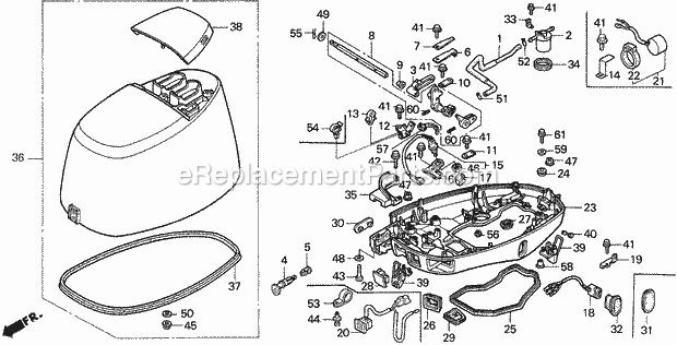 Honda Marine BF45AM (Type LHA) Engine Lower Case Diagram