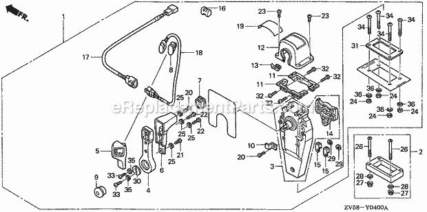 Honda Marine BF50A1 (Type XRTA)(3210001-3219999)(2000001-9999999) Remote Control (Top Mount Single Type) (R.) Diagram