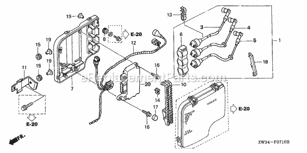 Honda Marine BF50A5 (Type SRJA)(3500001-3599999)(3000001-9999999) Ignition Coil Diagram