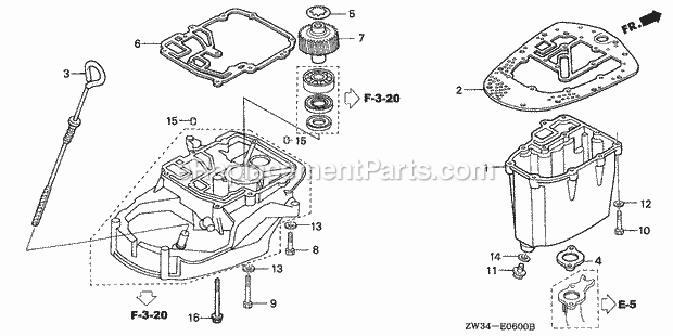 Honda Marine BF50A5 (Type SRJA)(3500001-3599999)(3000001-9999999) Oil Pan Diagram