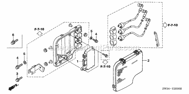 Honda Marine BF50A6 (Type LRTA)(3600001-3699999)(3000001-9999999) C.D.I. Unit Diagram
