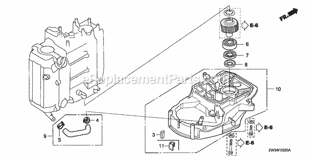 Honda Marine BF50A6 (Type LRTA)(3600001-3699999)(3000001-9999999) Primary Gear Case Diagram