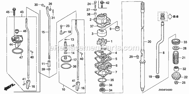 Honda Marine BF50A6 (Type LRTA)(3600001-3699999)(3000001-9999999) Water Pump Diagram