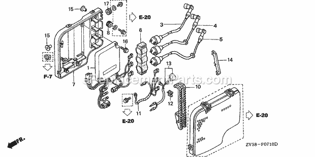 Honda Marine BF50AY (Type LRTA)(3200001-3209999)(2000001-9999999) Ignition Coil C.D.I. Unit Diagram