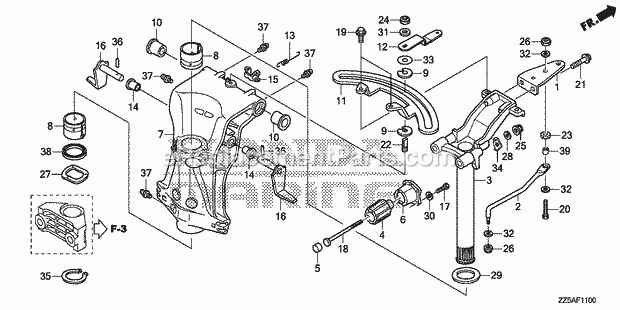 Honda Marine BF50DK2 (Type LRTA)(1100001-9999999) Swivel Case Diagram