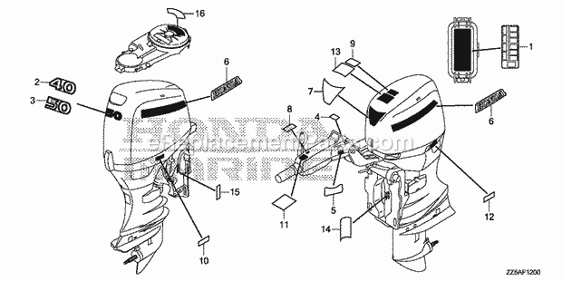 Honda Marine BF50DK2 (Type LRTA)(1100001-9999999) Label Diagram