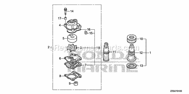 Honda Marine BF50DK2 (Type LRTA)(1100001-9999999) Impeller Pump Kit Water Hose Joint Kit Diagram