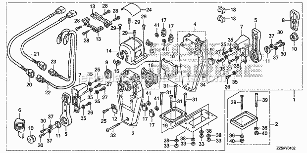 Honda Marine BF50DK2 (Type LRTA)(1100001-9999999) Remote Control (Top Mount Dual Type) (R.) Diagram