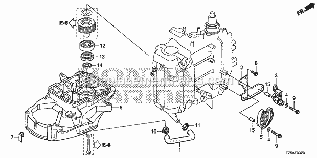 Honda Marine BF50DK2 (Type XRTA)(1100001-9999999) Primary Gear Case Diagram