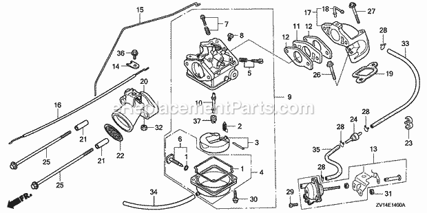 Honda Marine BF50F (Type SA)(1000001-1099999) Carburetor Diagram