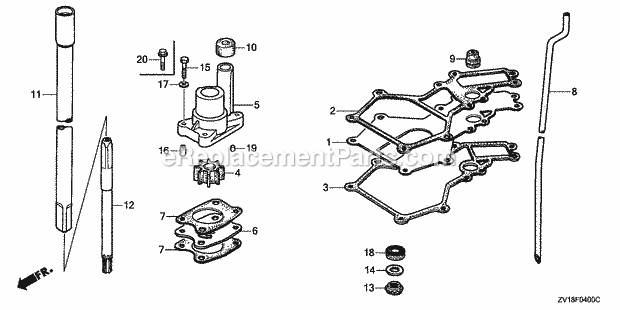 Honda Marine BF5A5 (Type SA)(2100001-2199999)(2000001-9999999) Vertical Shaft Diagram