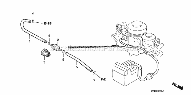 Honda Marine BF5A5 (Type SA)(2100001-2199999)(2000001-9999999) Fuel Strainer Diagram