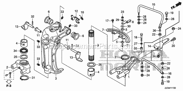 Honda Marine BF60AK1 (Type LRTA)(1100001-9999999) Swivel Case Diagram