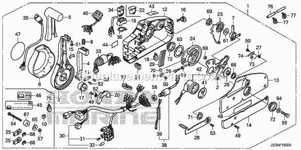 Honda Marine BF60AK1 (Type LRTA)(1100001-9999999) Remote Control Box (Nhk Mec) (Handle Cap = Chrome) Diagram