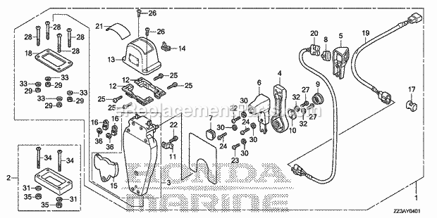 Honda Marine BF60AK1 (Type LRTA)(1100001-9999999) Remote Control Box (Top Mount Single Type) (L.) Diagram