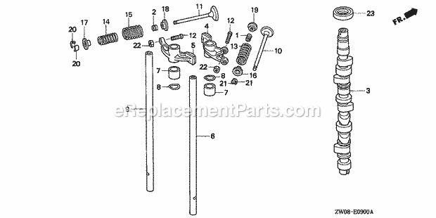 Honda Marine BF75A1 (Type XRTA)(4400001-4409999)(2100001-2199999) Camshaft Valve Diagram