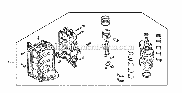 Honda Marine BF75A1 (Type XRTA)(4400001-4409999)(2100001-2199999) Short Block Diagram