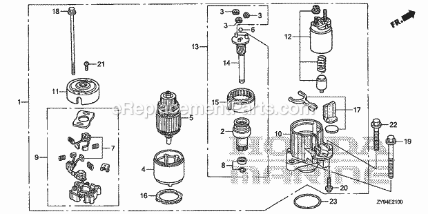 Honda Marine BF75DK0 (Type LHTA) Starter Motor Diagram